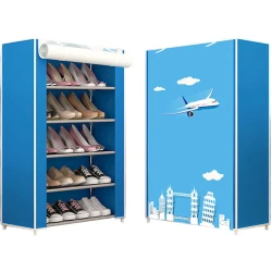 Портативный шкаф для обуви 5-уровневый, 92x58x30 см, голубой Портативный шкаф для обуви 5-уровневый, 92x58x30 см, голубой