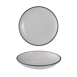 Тарелка глубокая ID-Fine Modest Navy Valle, фарфор, белая/синяя, 550 мл, 20 см