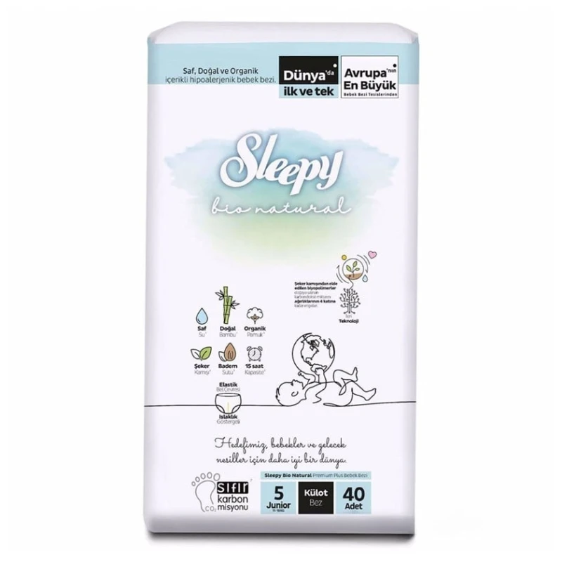 Трусики-подгузники Sleepy Bio Natural 5 Junior, 11-18 кг, 40 шт