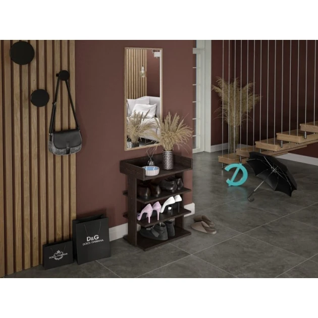 Тумба для обуви Art Mebel 53, ламинат, венге, 60х60х30 см