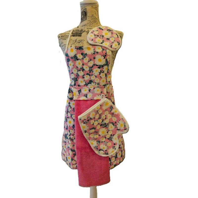 Кухонный набор 4в1 MiraNova 073, фартук, полотенце, прихватка и рукавица, разноцветный