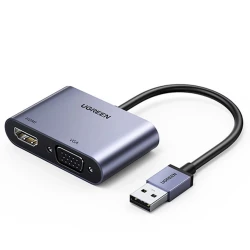 Конвертер Ugreen CM449 USB Type-A to HDMI/VGA Gray (20518)