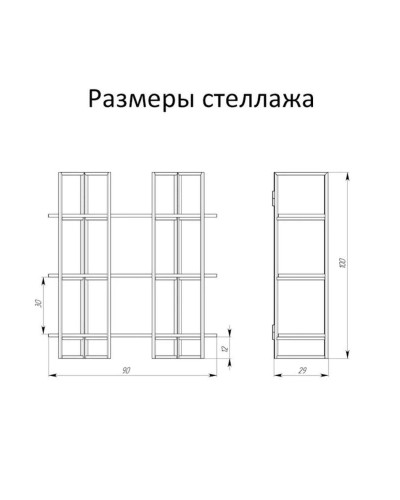 Stellaj 3563_LoftSizGVotan, 90x30x100 sm, LDSP, qəhvəyi