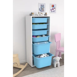 Шкаф для игрушек Pratico I39025, белый/голубой, 30x45.5x109 см