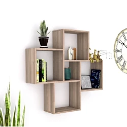 Настенная полка Art Mebel 239, ламинат, 72х72х15 см, коричневая Настенная полка Art Mebel 239, ламинат, 72х72х15 см, коричневая