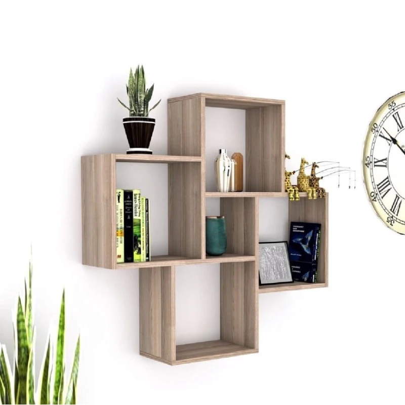 Настенная полка Art Mebel 239, ламинат, 72х72х15 см, коричневая Настенная полка Art Mebel 239, ламинат, 72х72х15 см, коричневая