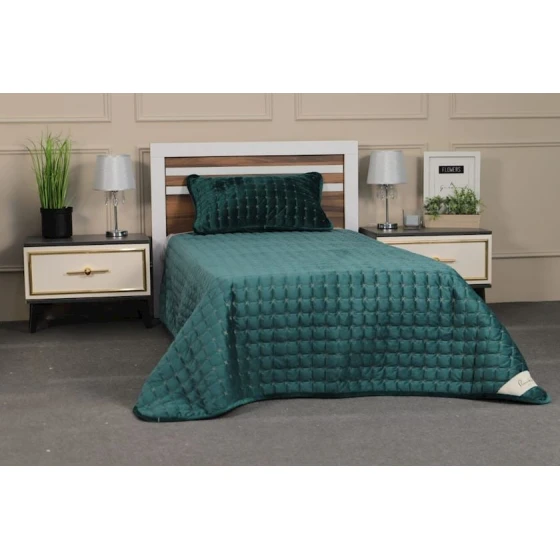 Набор Pima Cotton 0000678, покрывало 170х230 см, наволочка 50х70 см, односпальный, велюр, зеленый