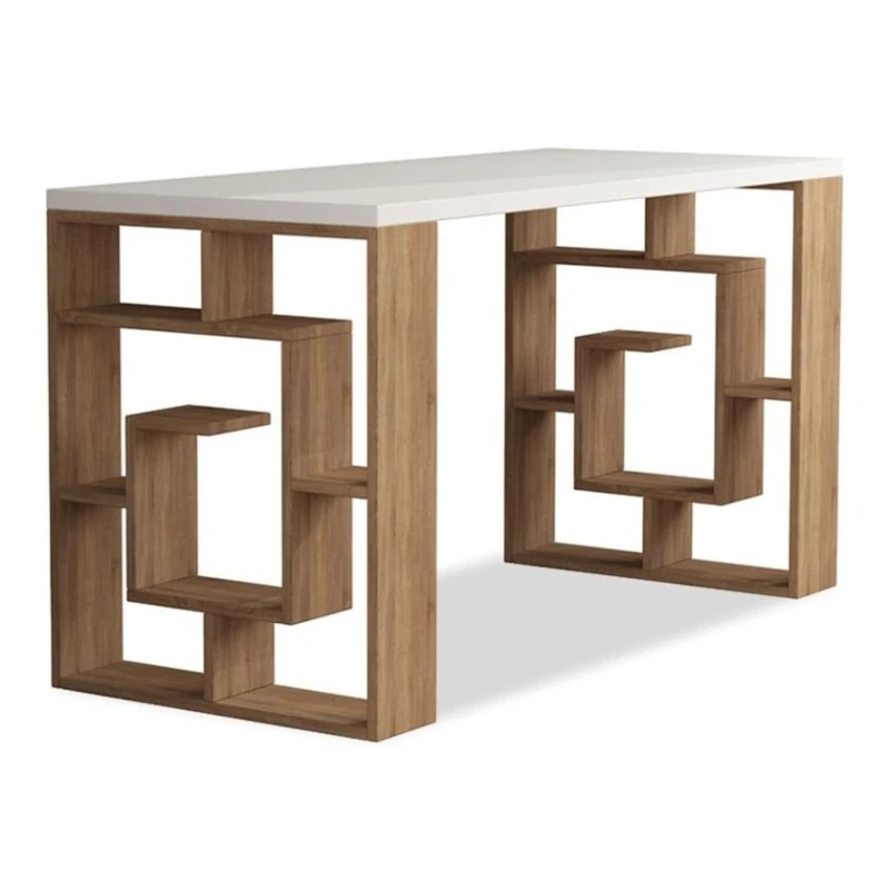 Kompüter masası Art Mebel Art_Komp_Masası 194, laminat, ağ/qəhvəyi, 75x140x60 sm