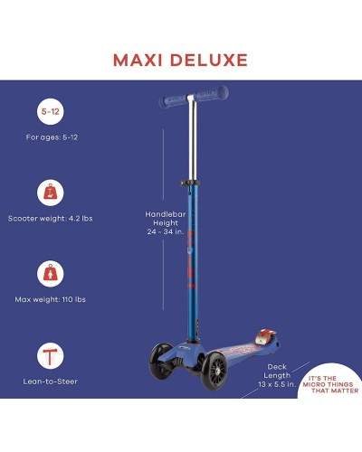 Uşaqlar üçün samokat Micro Maxi Deluxe MMD023, göy