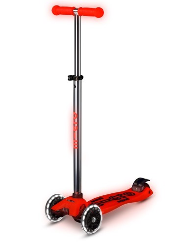 Uşaq samokatı Maxi Micro Deluxe LED Aura, qırmızı