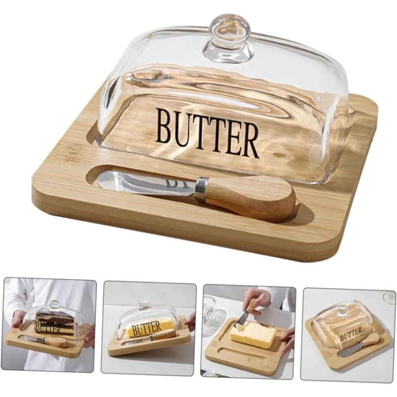 Yağ qabı nh_11vb, şüşə/bambuk, bej/şəffaf, 8.5x19x19.6 sm