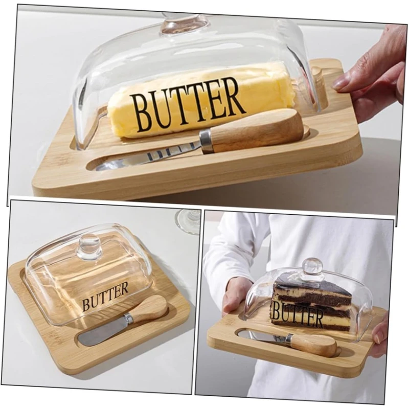 Yağ qabı nh_11vb, şüşə/bambuk, bej/şəffaf, 8.5x19x19.6 sm