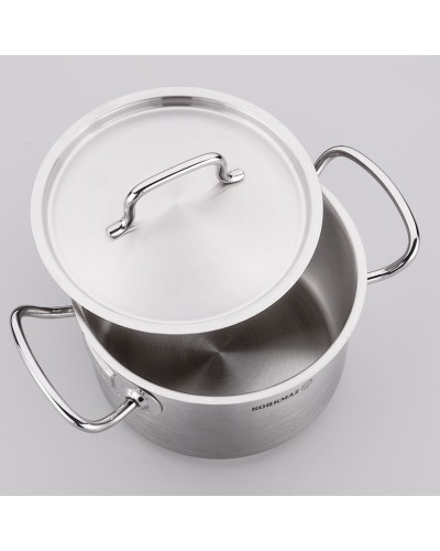 Qazan Korkmaz A2742 Proline Gastro, 17 l, paslanmayan polad, qapaqlı, gümüşü