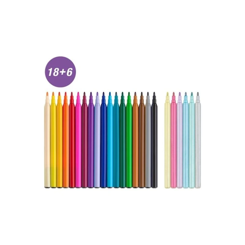 Flomaster Dəsti Faber Castell Unicorn 554221, 18+6 rəng