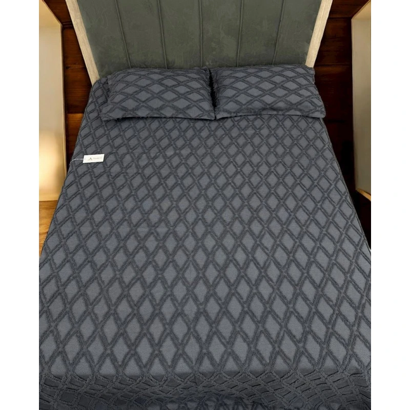 Набор с наволочками Luxe Cotton 000795, двуспальный, покрывало 240x260 см, наволочка 50х70 см 2 шт, черный