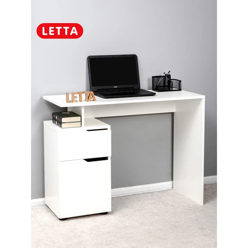 Письменный стол Letta White, 73х33х62 см, ЛДСП, белый Письменный стол Letta White, 73х33х62 см, ЛДСП, белый