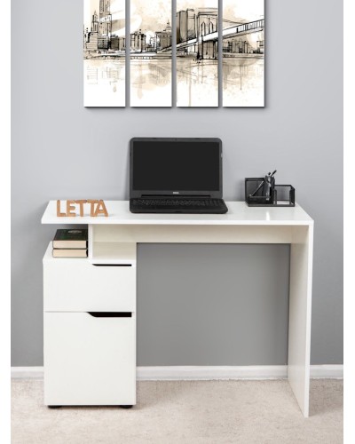 Yazı masası Letta White, 73х33х62 sm, LDSP, ağ