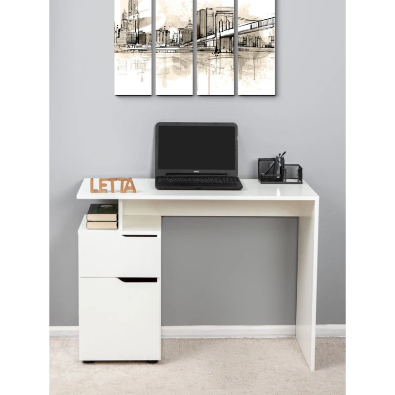 Письменный стол Letta White, 73х33х62 см, ЛДСП, белый Письменный стол Letta White, 73х33х62 см, ЛДСП, белый