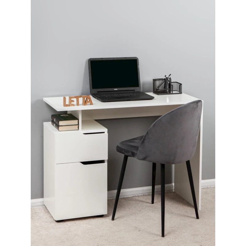 Письменный стол Letta White, 73х33х62 см, ЛДСП, белый Письменный стол Letta White, 73х33х62 см, ЛДСП, белый