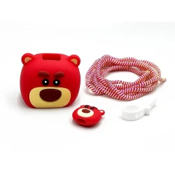 Чехол для зарядного устройства медведь Lotso, силикон, красный Чехол для зарядного устройства медведь Lotso, силикон, красный