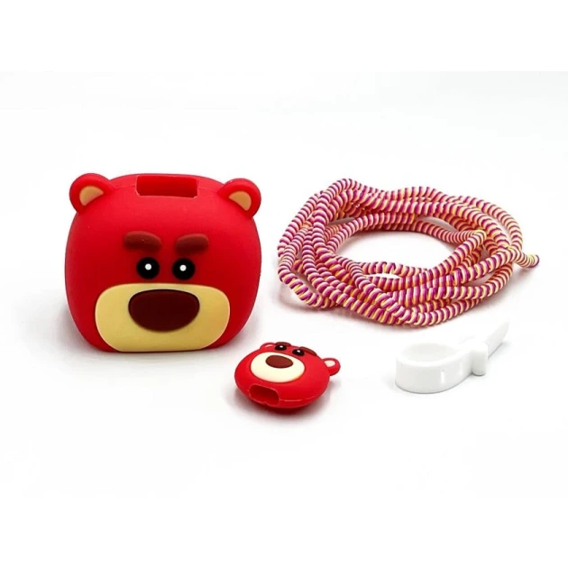 Чехол для зарядного устройства медведь Lotso, силикон, красный Чехол для зарядного устройства медведь Lotso, силикон, красный