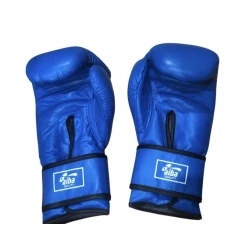 Boks üçün 12oz ölçülü təbii dəri mavi boks əlcəyi