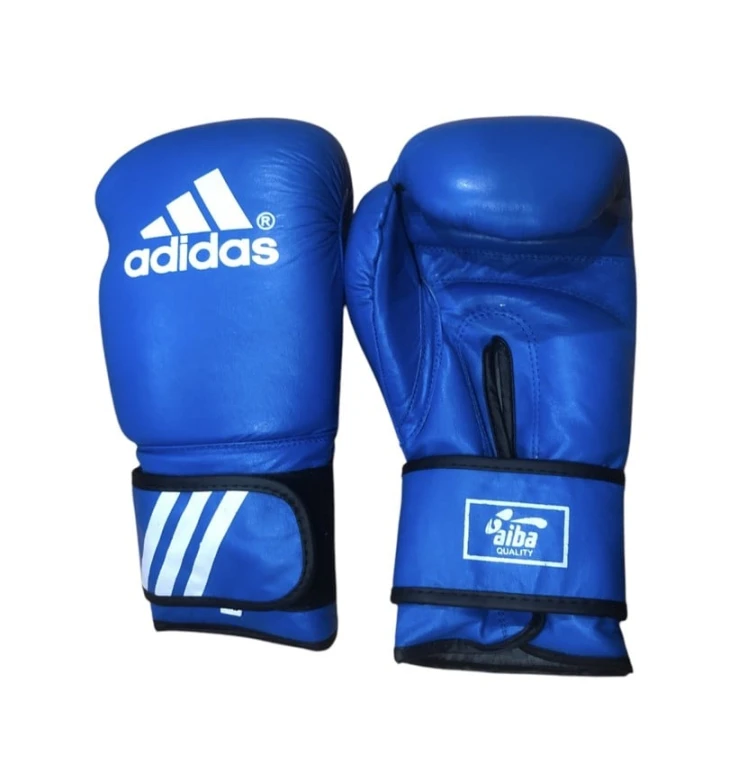 Boks üçün 12oz ölçülü təbii dəri mavi boks əlcəyi