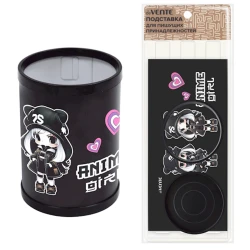 Пенал-подставка deVente Anime Girl, 11.1x8 см, черный Пенал-подставка deVente Anime Girl, 11.1x8 см, черный