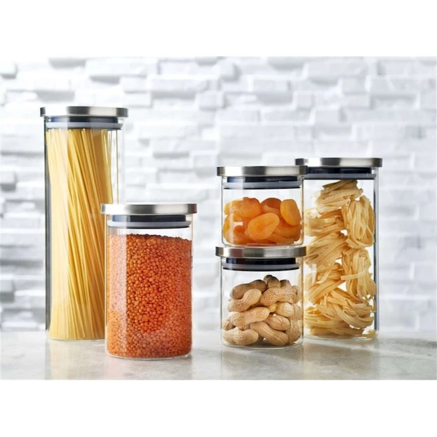 Набор контейнеров для хранения продуктов Leggno Vetro, 5 шт, 8x9.5/10x9.5/15x9.5/20x9.5/26x9.5 см, боросиликатное стекло/нержавеющая сталь Набор контейнеров для хранения продуктов Leggno Vetro, 5 шт, 8x9.5/10x9.5/15x9.5/20x9.5/26x9.5 см, боросиликатное стекло/нержавеющая сталь