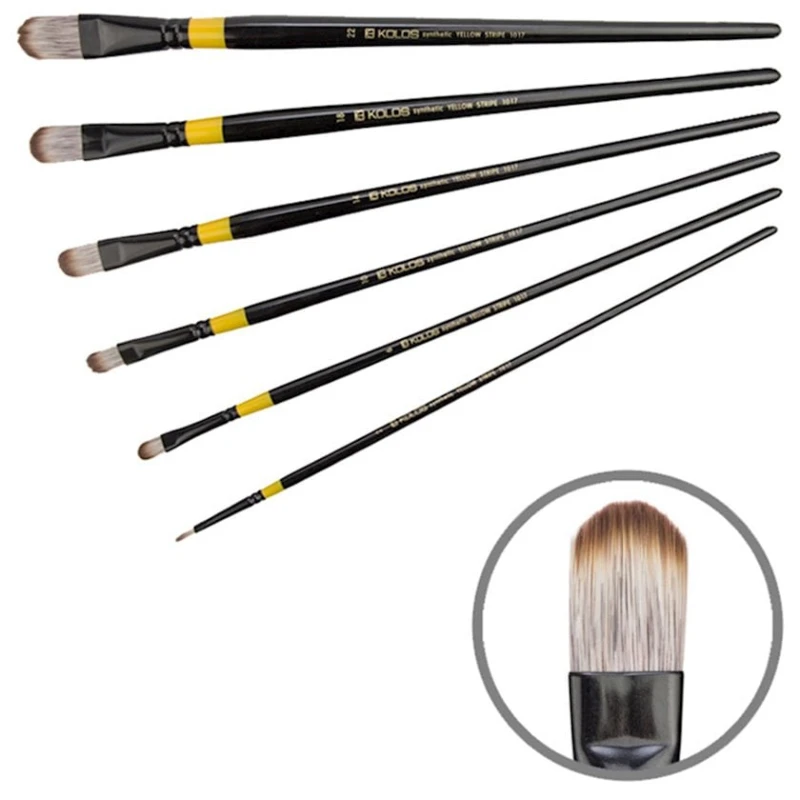 Кисть Kolos Yellow Stripe №2, овальная, cинтетика Кисть Kolos Yellow Stripe №2, овальная, cинтетика