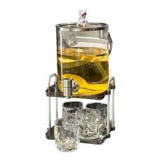 Dəst HomeStore_LAQE8, 5 parça, dispenser 46х18 sm, stəkan 7х8.5 sm 4 əd, şüşə, boz/şəffaf