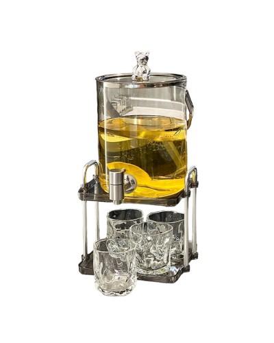 Dəst HomeStore_LAQE8, 5 parça, dispenser 46х18 sm, stəkan 7х8.5 sm 4 əd, şüşə, boz/şəffaf