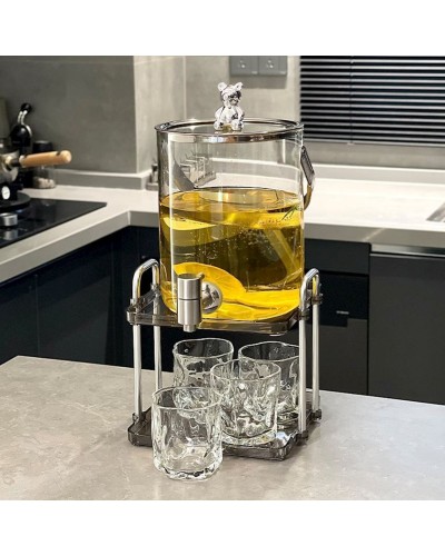 Dəst HomeStore_LAQE8, 5 parça, dispenser 46х18 sm, stəkan 7х8.5 sm 4 əd, şüşə, boz/şəffaf