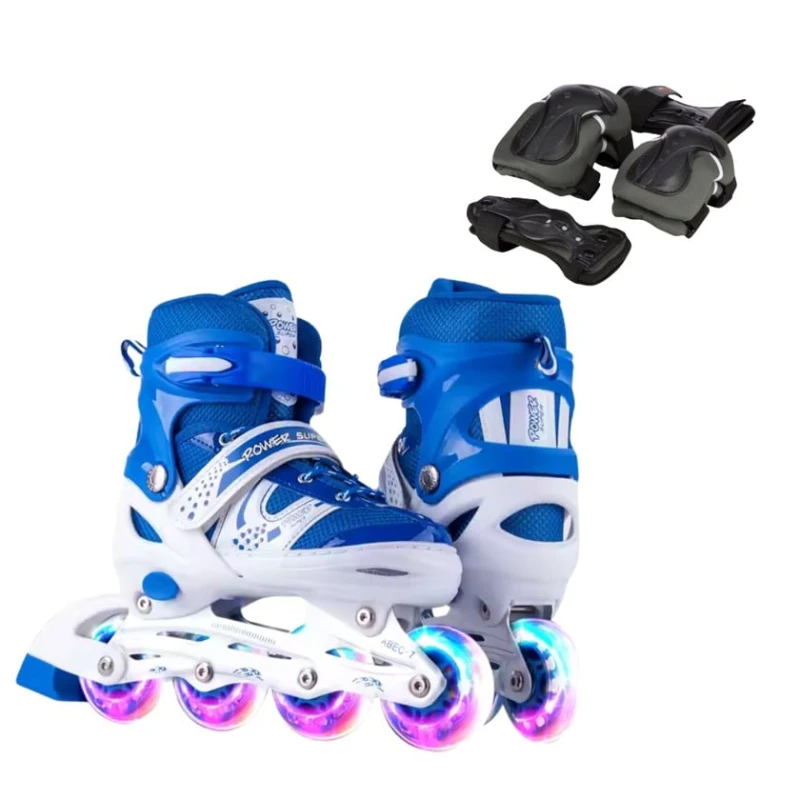 Роликовые коньки и набор защиты KahnSport 010065, металл, синий, размер 30-33