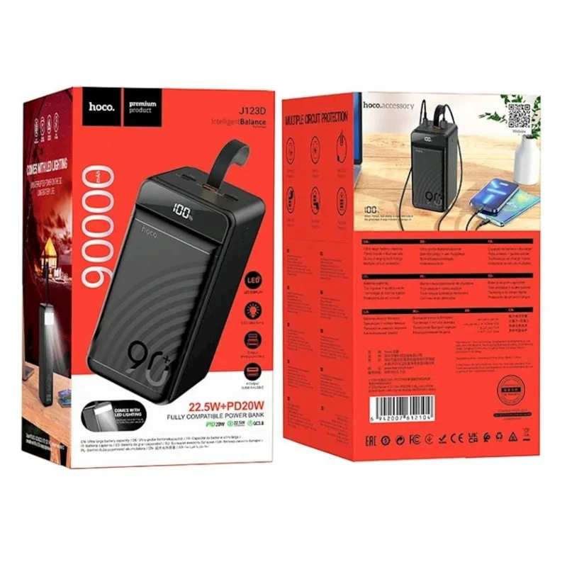 Внешний аккумулятор Hoco J123D Element 90000 mAh Black Внешний аккумулятор Hoco J123D Element 90000 mAh Black