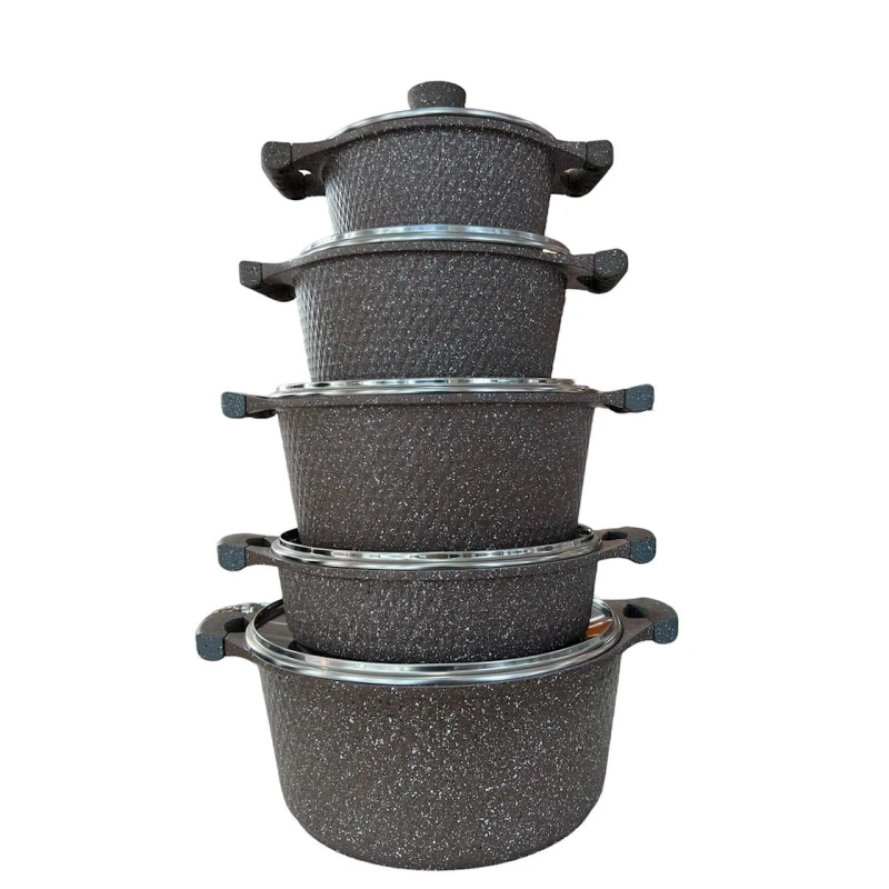Набор кастрюль Jio ZGH_00097, гранит, коричневый, 10 предметов Набор кастрюль Jio ZGH_00097, гранит, коричневый, 10 предметов