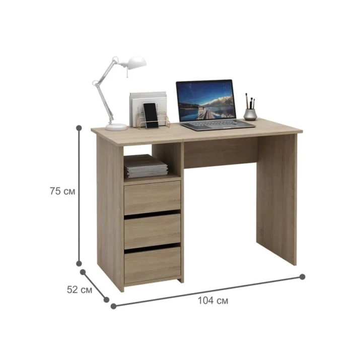 Компьютерный стол Marina 3563_M25Stol3PlokiOtkritiySon, ЛДСП, 75x52x104 см, коричневый Компьютерный стол Marina 3563_M25Stol3PlokiOtkritiySon, ЛДСП, 75x52x104 см, коричневый