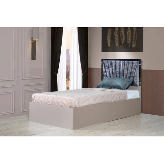 Односпальная кровать Woodpecker Aura, ламинат, серая, 95x115x205 см Односпальная кровать Woodpecker Aura, ламинат, серая, 95x115x205 см