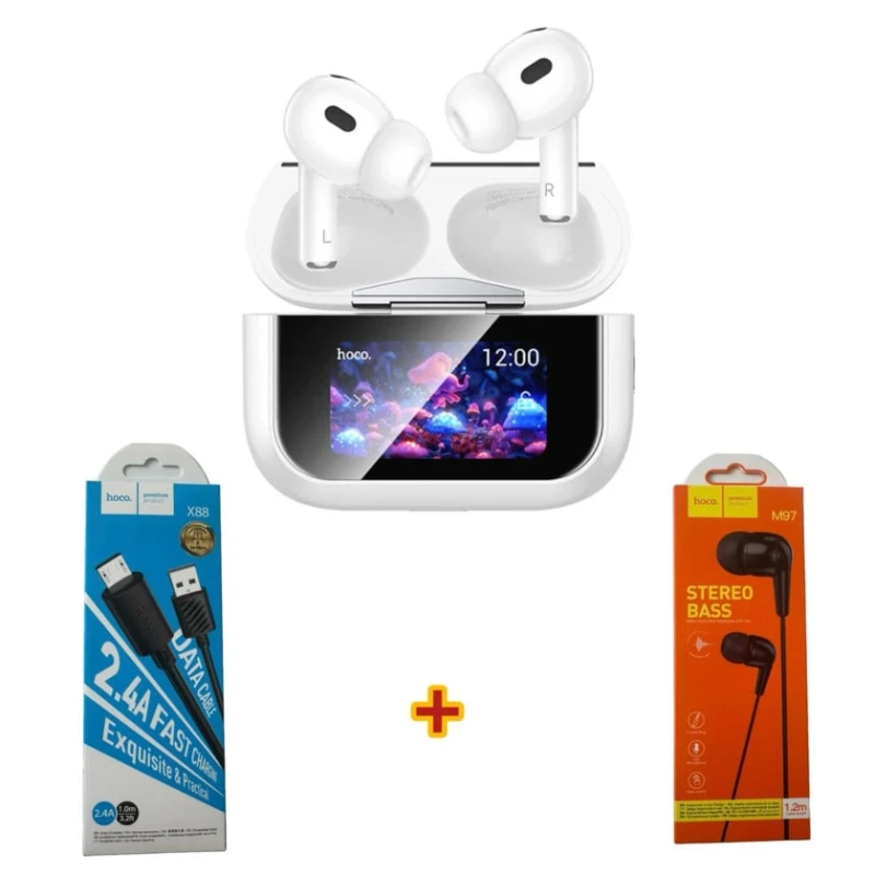 Беспроводные наушники Hoco ew79 white + наушники + кабель для зарядки Беспроводные наушники Hoco ew79 white + наушники + кабель для зарядки