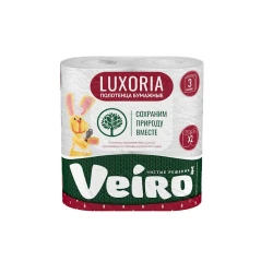 Бумажные кухонные полотенца Veiro Luxoria, 2 рулона, 3-x слойные, белые