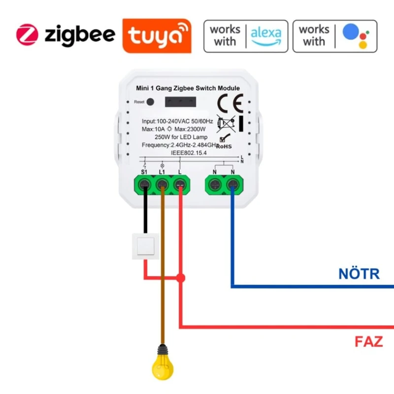Умное реле Novato Tuya Mini ZigBee с одним выходом - ZRM-01 Умное реле Novato Tuya Mini ZigBee с одним выходом - ZRM-01