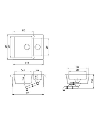Mətbəx çanağı Aquasanita SQC 150-120