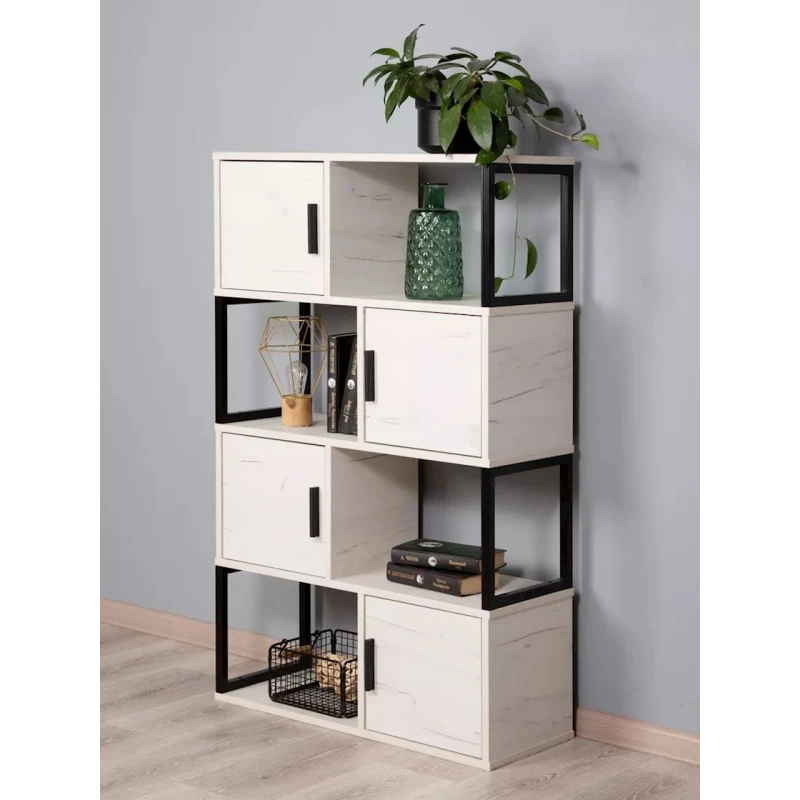 Стеллаж 3563_LETNEWChessDC, ЛДСП, белый, 120x30x75 см