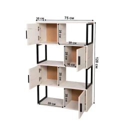 Стеллаж 3563_LETNEWChessDC, ЛДСП, белый, 120x30x75 см