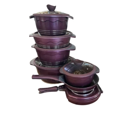Набор кастрюль, гранит, фиолетовый, 12 предметов, 20/24/28/32 см