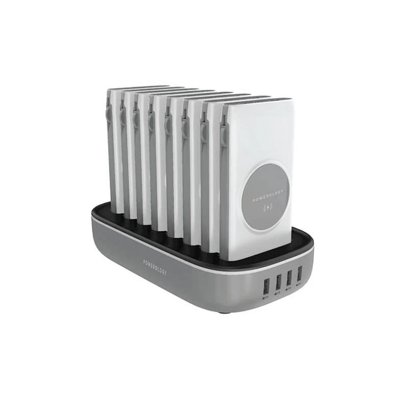 Внешний аккумулятор Powerology 8 in 1 Wireless Power Bank Station 10000 mAh White Внешний аккумулятор Powerology 8 in 1 Wireless Power Bank Station 10000 mAh White