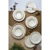 Yemək dəsti Stoneware Antik, 24 parça, 6 nəfərlik, keramika, bej