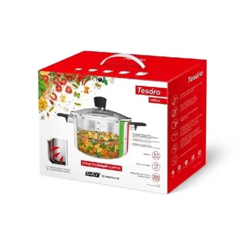 Кастрюля NMP Tesoro Siena, нержавеющая сталь, серебристая, 3.1 л