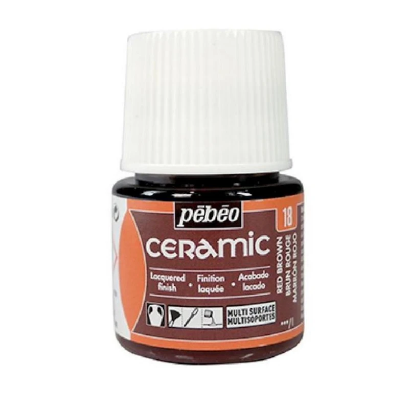Краска для керамики Pebeo Ceramic 18 Red Brown, Красновато-коричневый, 45 мл Краска для керамики Pebeo Ceramic 18 Red Brown, Красновато-коричневый, 45 мл