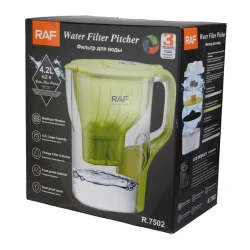 Фильтр-кувшин для Фильтр-кувшин для очистки воды RAF R.7502, 4.2 л, пластик, прозрачный/зеленый Фильтр-кувшин для Фильтр-кувшин для очистки воды RAF R.7502, 4.2 л, пластик, прозрачный/зеленый